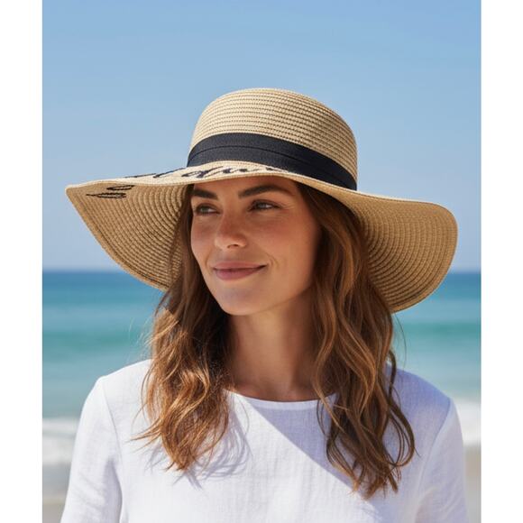 Brook + Bay “Do Not Disturb” Floppy Sun Hat | Wide Brim | Straw Beach Hat - Picture 5 of 16